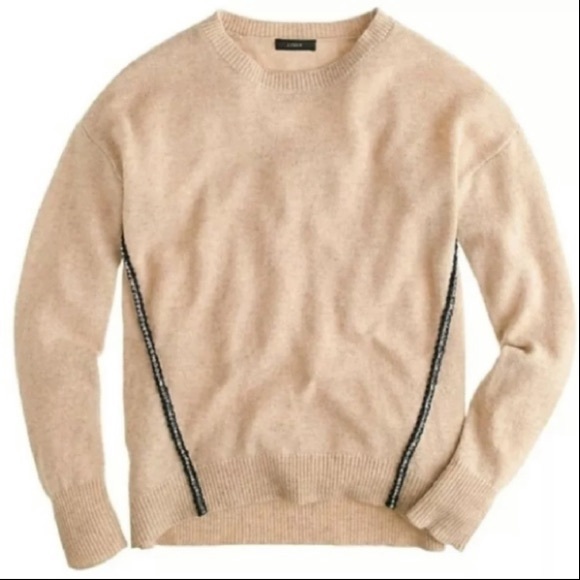 J. Crew Metallic Braid Wool Sweater Cream - Picture 3 of 7